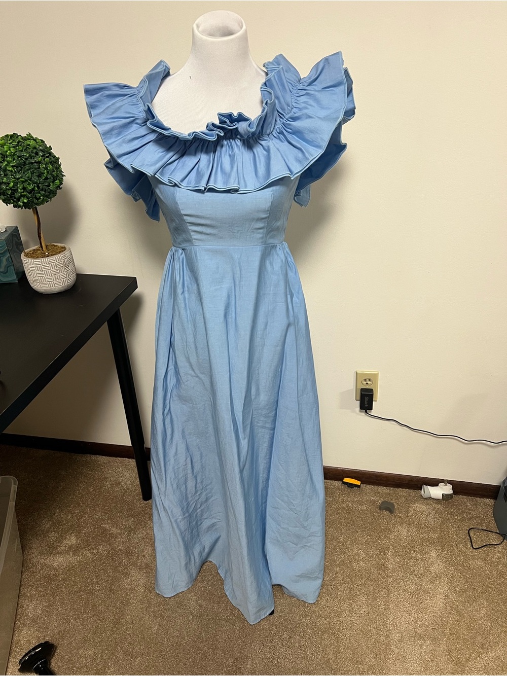 NWOT Sister Jane Light Blue off the Shoulder Ruffle Maxi Dress - Picture 2 of 3